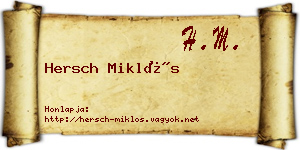 Hersch Miklós névjegykártya